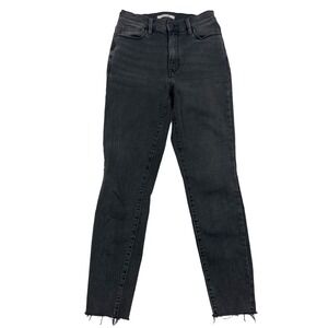 PacSun Super High Rise Jegging Black/Gray Stretch Denim Jeans Cut-Off Size 26